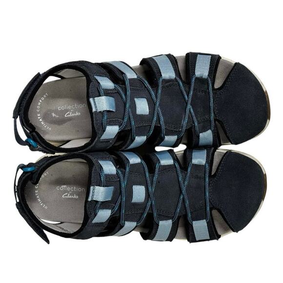 Clarks Solan Sail Fisherman Sandal Navy Combi Suede 7M - Picture 8 of 12